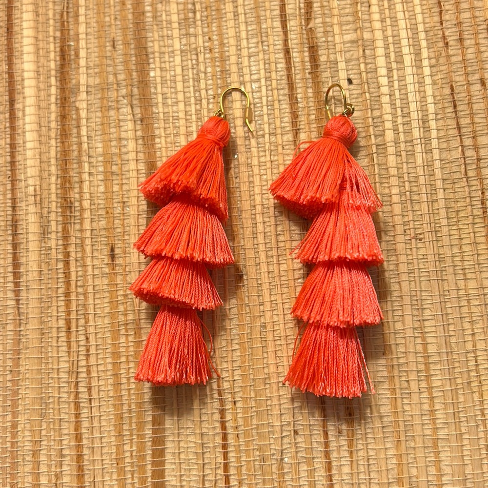 Orange tassel earrings